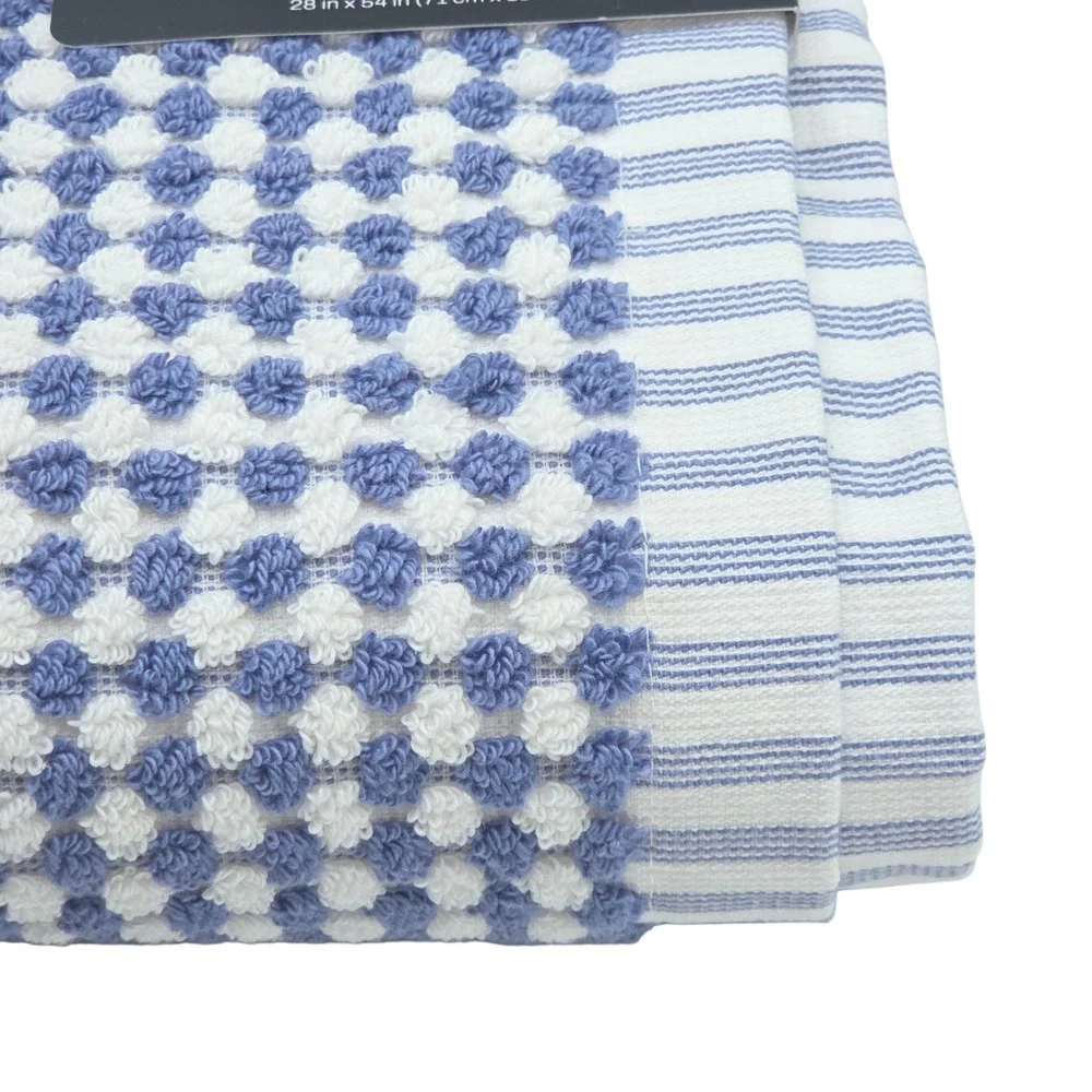 DKNY 8pc Cotton Towel Set 2 Bath 4 Wash 2 Hand  Blue And White Monet Tile Magnet